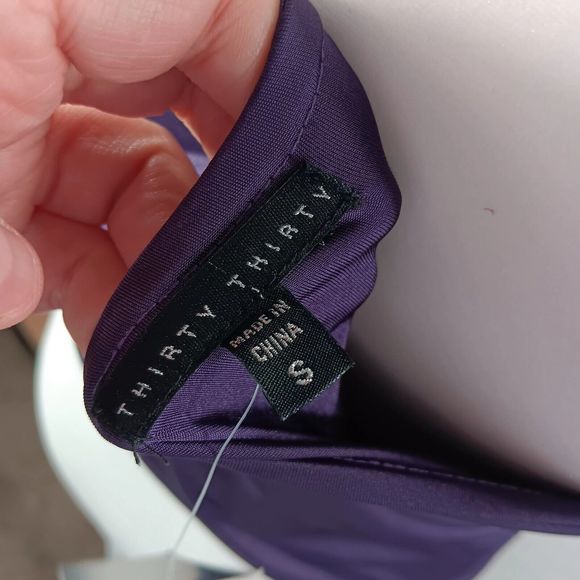 NWT Thirty Thirty Size S Cowl Neck Gold Chain Accent Tube Top Purple Stretch - Picture 9 of 12